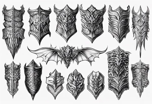 Dragonscale Leg armor symmetrical tattoo idea