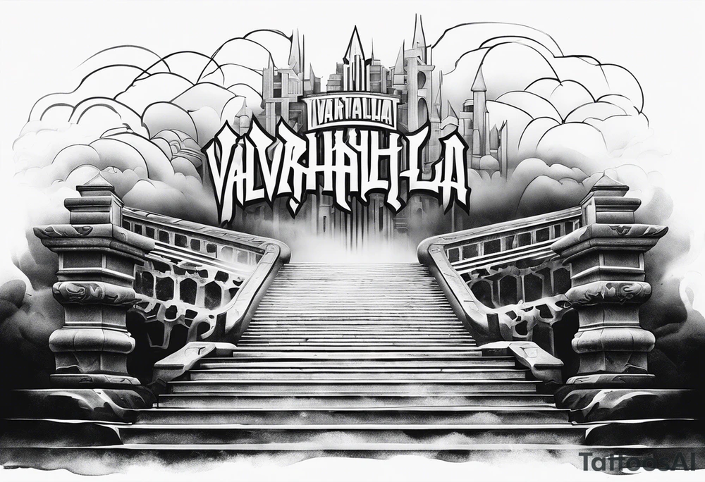 Valhalla fog stairs mist tattoo idea
