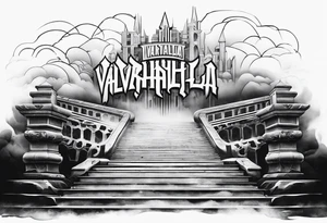 Valhalla  fog stairs mist tattoo idea