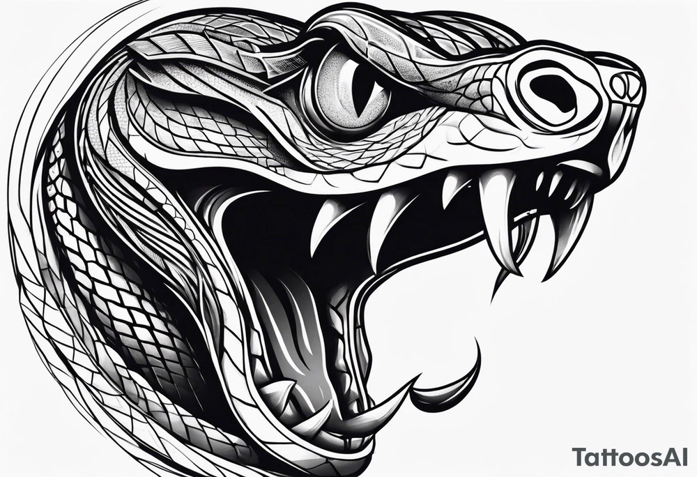 Snake long mouth open powerful tattoo idea