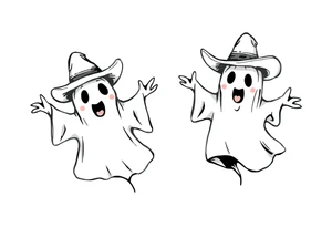 matching silly cowboy ghosts tattoo idea