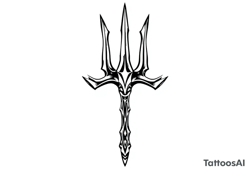trident with cool background tattoo idea