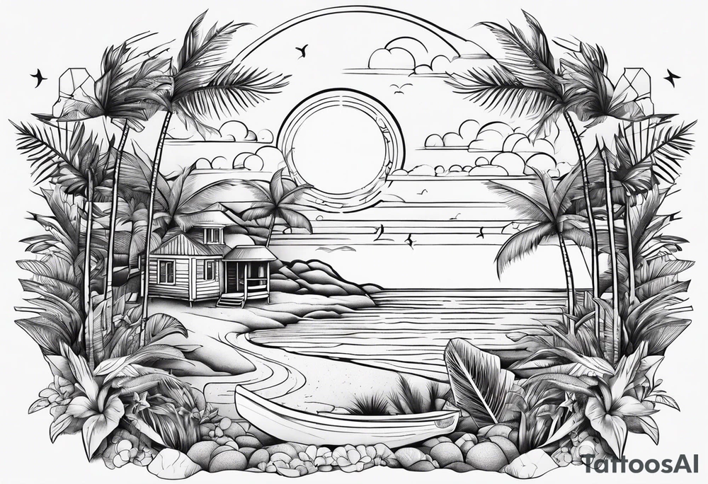 small Beachy travel not detailed tattoo idea