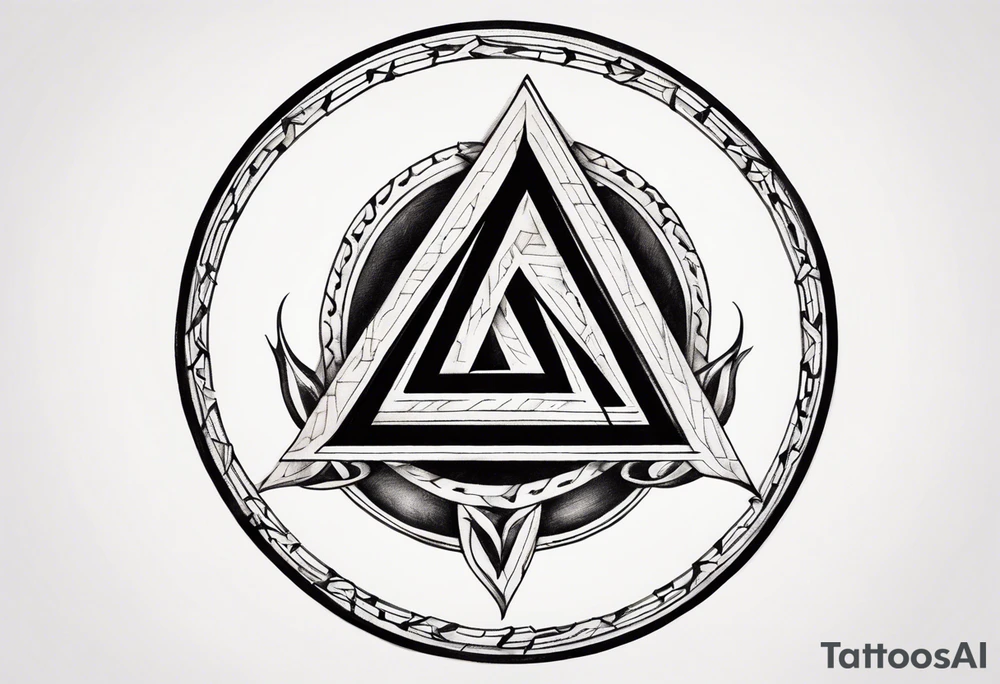 simple letter delta inside a chain circle tattoo idea
