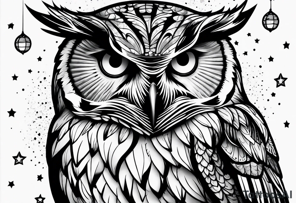 owl, fireflies tattoo idea