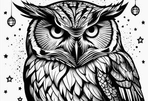 owl, fireflies tattoo idea
