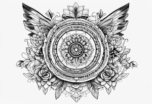 Geometric, floral with music components tattoo idea
