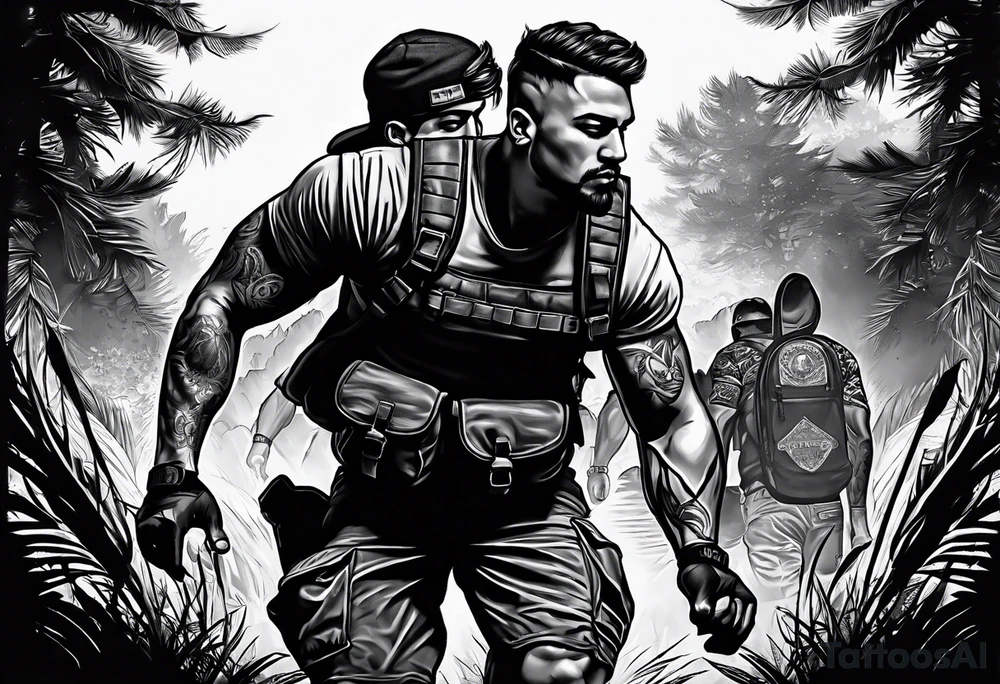 Rucking, brotherhood, shadows, fitness, GrowRuck tattoo idea