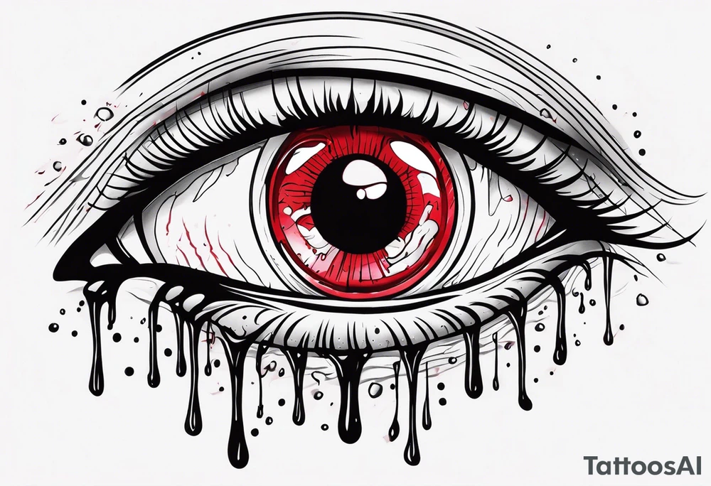 Bleeding tone red eye tear sleeve tattoo design tattoo idea