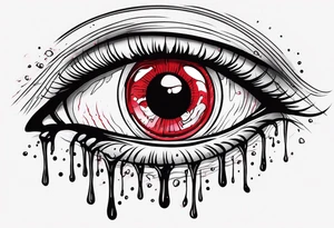 Bleeding tone red eye tear sleeve tattoo design tattoo idea