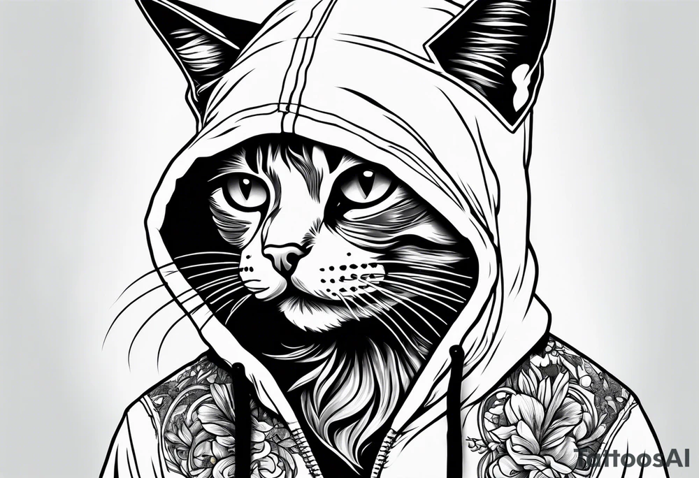 Emo emo cat in a hoodie tattoo idea