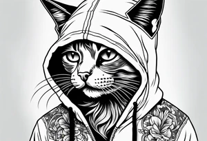 Emo emo cat in a hoodie tattoo idea