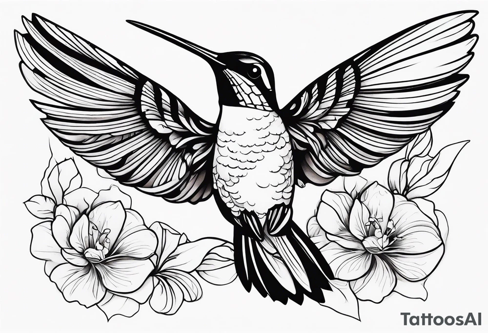 Realistic detailed humming bird tattoo idea