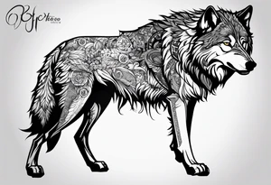 wolf with the letters SP tattoo idea