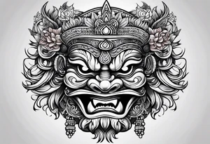 Barong mask tattoo idea