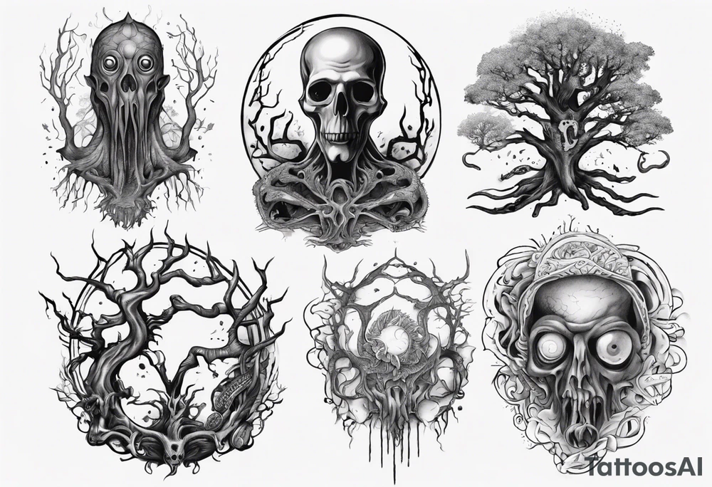 lovecraft them
with tree tattoo idea