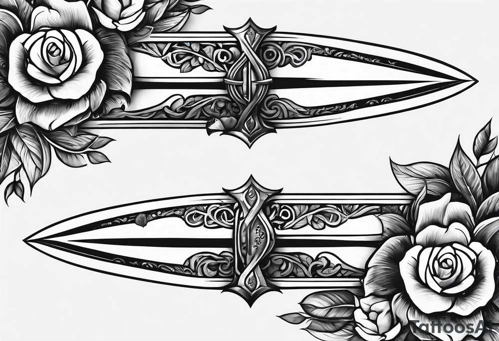 Dagger with hourglass handle and flower blade tattoo idea Dagger with hourglass handle and flower blade tattoo idea