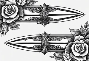 Dagger with hourglass handle and flower blade tattoo idea