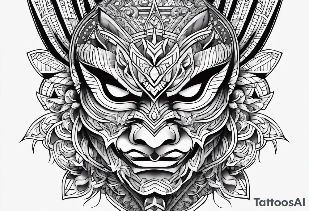 Hanya mask, masculine, aggressive tattoo idea