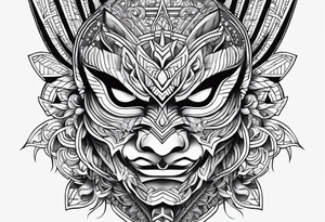 Hanya mask, masculine, aggressive tattoo idea