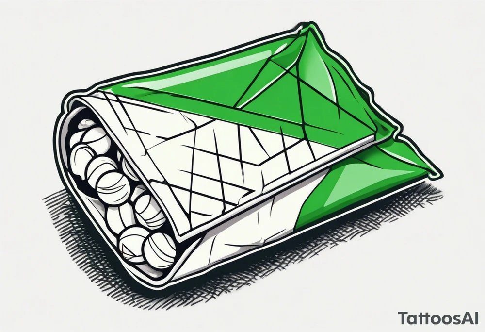 a small green and white candy in a wrapper tattoo idea