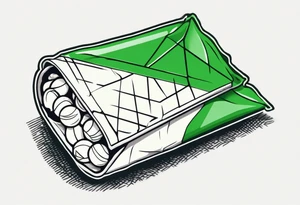 a small green and white candy in a wrapper tattoo idea