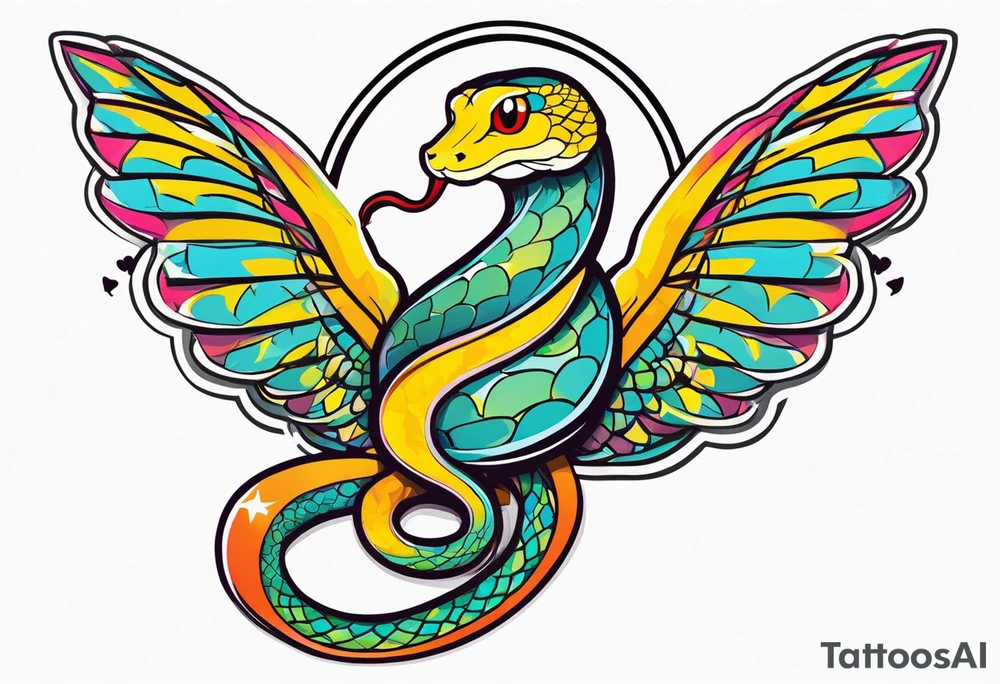 A snake with halo on her head and wings on the side, on the bottom with number 23 tattoo idea