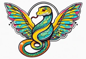A snake with halo on her head and wings on the side, on the bottom with number 23 tattoo idea