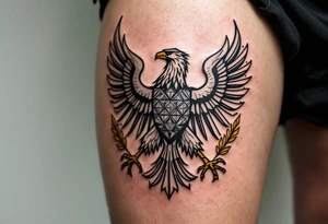 A proudly standing eagle wrapped in a golden laurel wreath, symbolizing victory, honor, and the enduring legacy of Silesia. tattoo idea