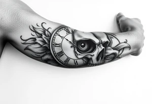 Clock, eye, skull tattoo idea