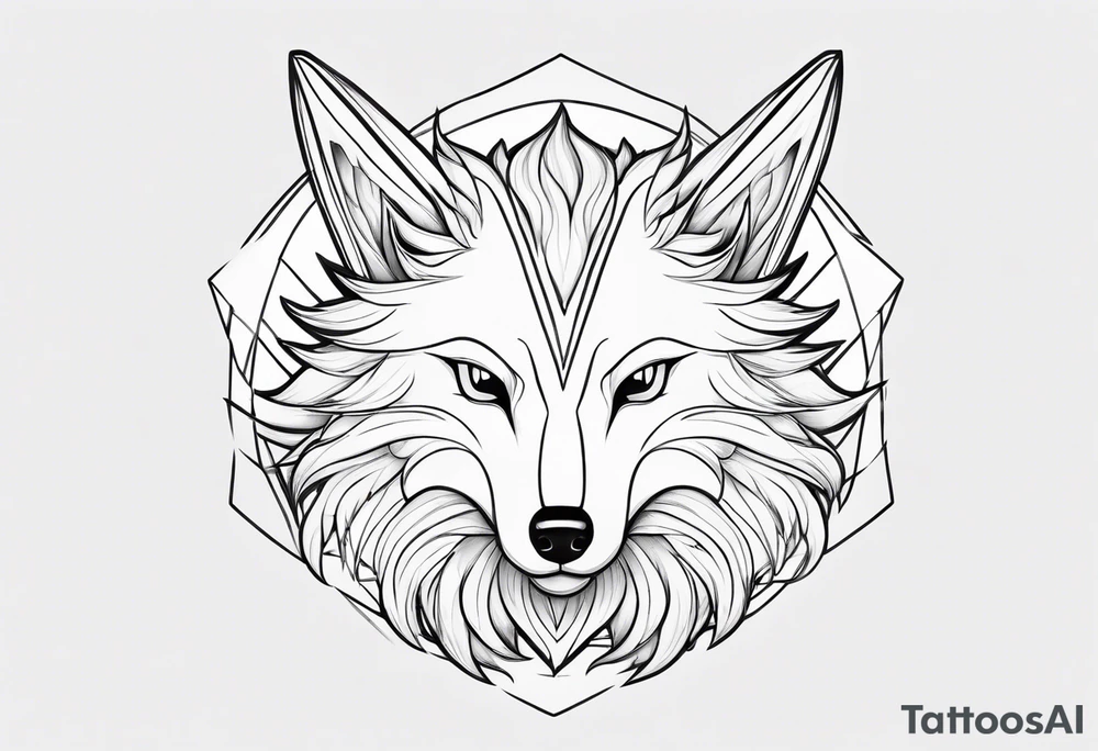 Ninetails facing forward, minimalistic design tattoo idea