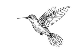 Fine line hummingbird in flight tattoo idea