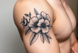 neo traditional flowers tattoo idea