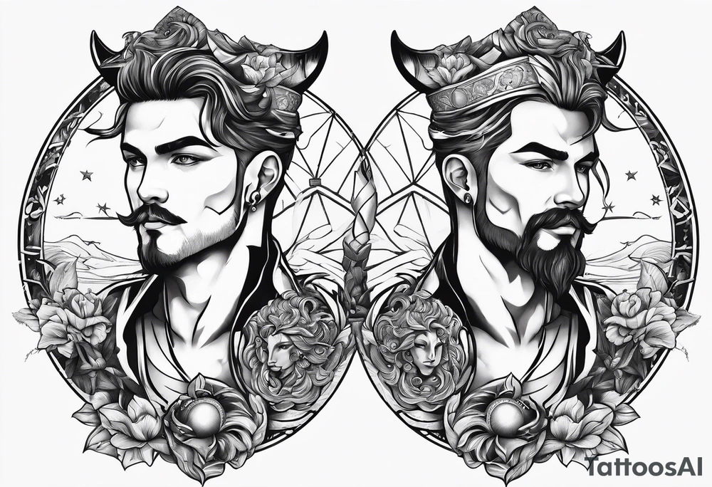 Gemini and Capricorn tattoo for men tattoo idea