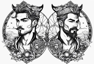Gemini and Capricorn tattoo for men tattoo idea