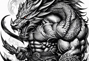 barbarian fighting against dragon tattoo idea