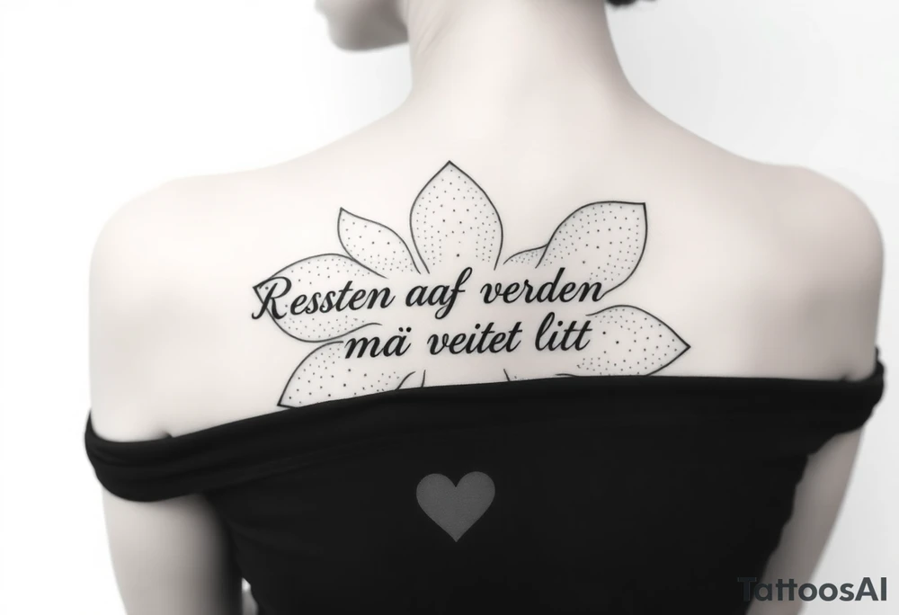 create a flower tattoo where the follomg text is indluded in the flower

Text: Resten af verden må vente lidt tattoo idea
