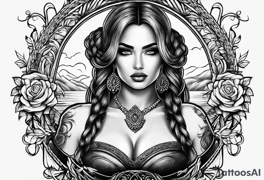 braided leather rope tattoo idea