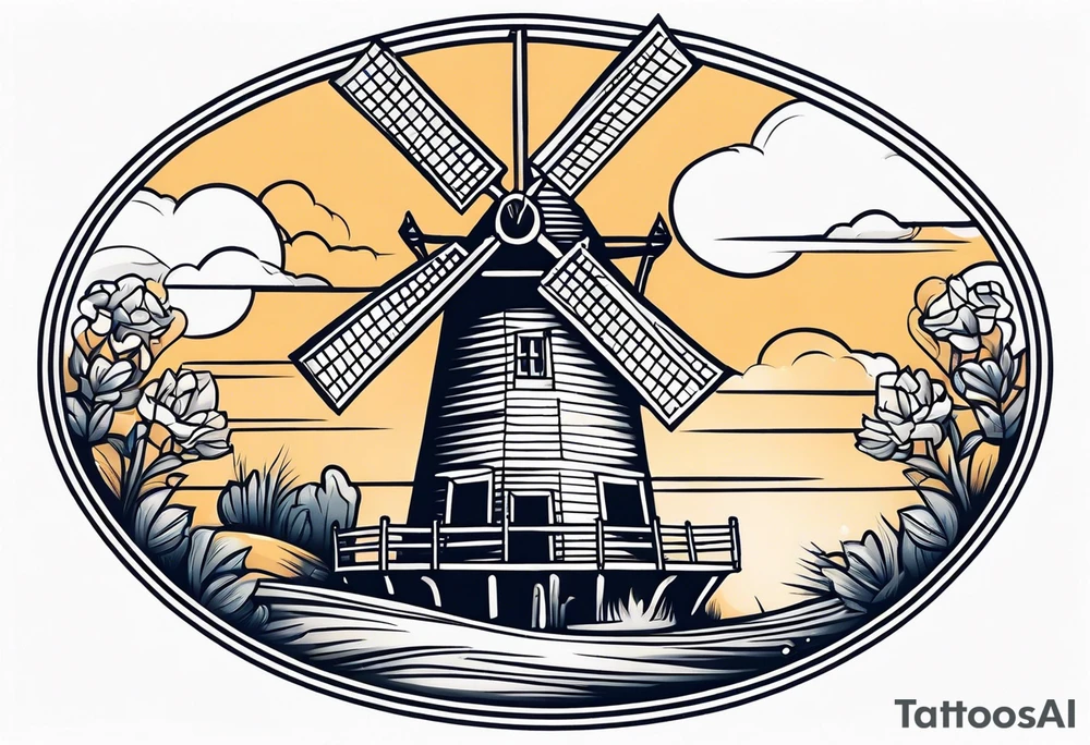 dutch windmill tattoo idea