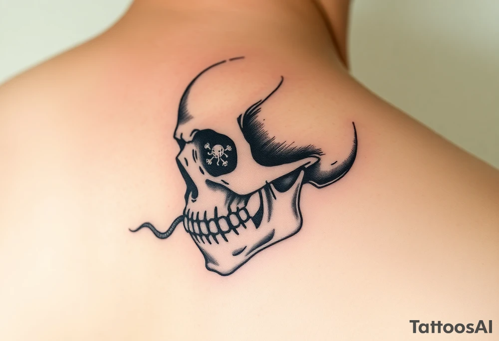 right side of a skull with cryptococcus neoformans out of its eyes and mouth tattoo idea