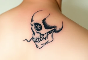 right side of a skull with cryptococcus neoformans out of its eyes and mouth tattoo idea