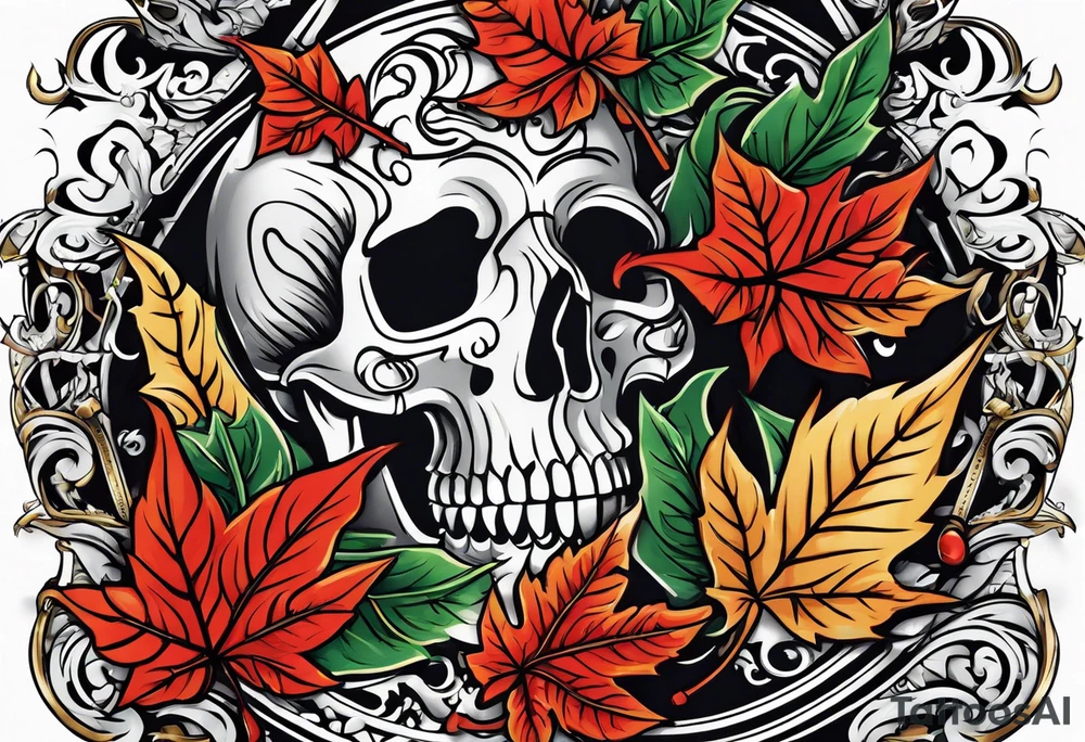 Playing cards, leaf vines and cigarettes tattoo idea