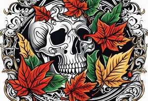 Playing cards, leaf vines and cigarettes tattoo idea