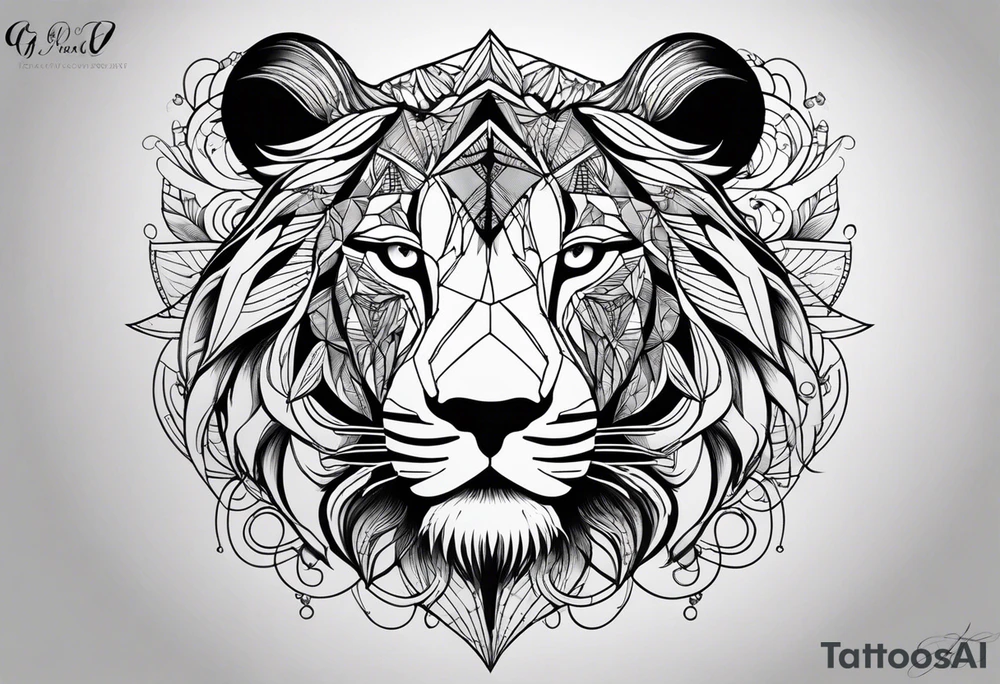 quero uma tatoo no ante braço, com um leão feroz, em baixo eu e minha filha de mão dadas, o nome dela e Aurora, queria algo com essas características tattoo idea