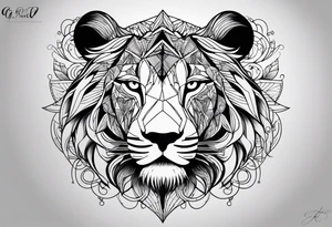 quero uma tatoo no ante braço, com um leão feroz, em baixo eu e minha filha de mão dadas, o nome dela e Aurora, queria algo com essas características tattoo idea