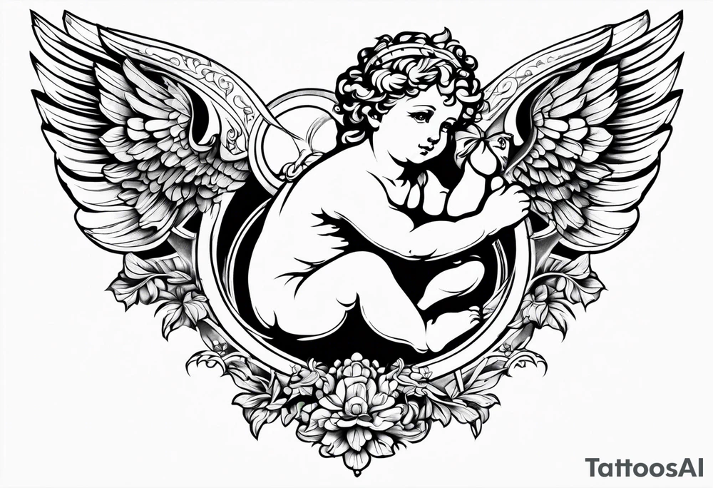 renaissance style cherub full body tattoo idea