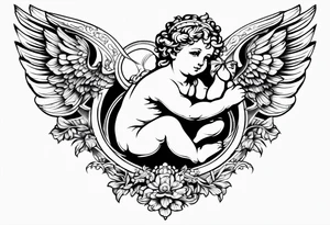 renaissance style cherub full body tattoo idea