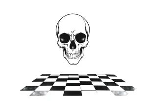 skull with checkered floor tattoo idea