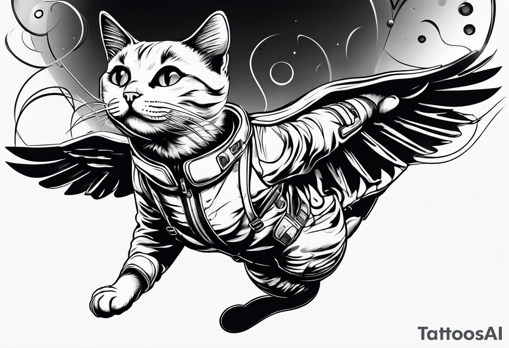 skydiving cat tattoo idea