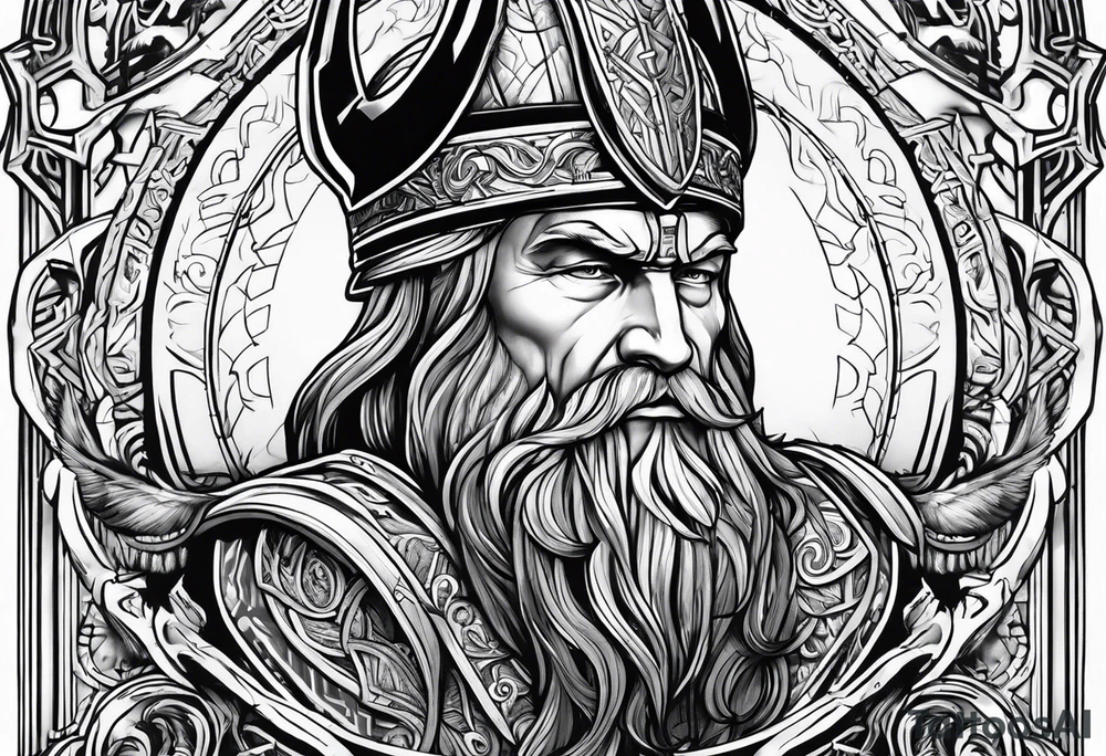 nordic god odin no helmet tattoo idea